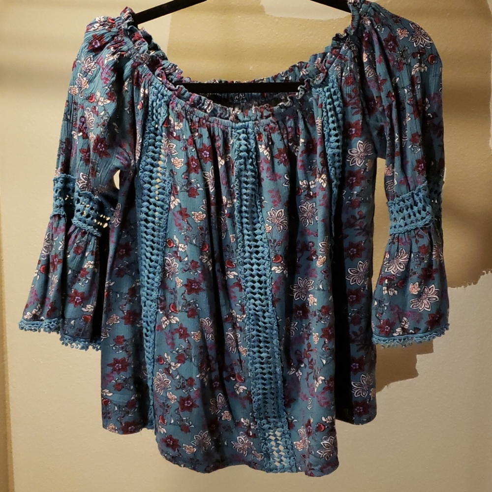 Over the shoulder lace blouse